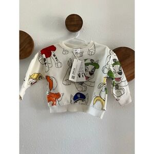 NWT Zara Paw Patrol Cream Color Crewneck Sweatshirt Boys Size 6-9 Months